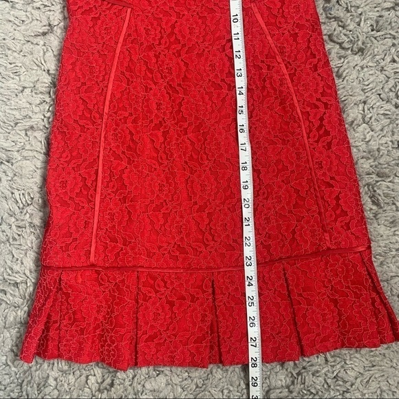 Aidan Mattox Red Lace Strapless Ruffle Hem Mini Dress - Picture 14 of 14